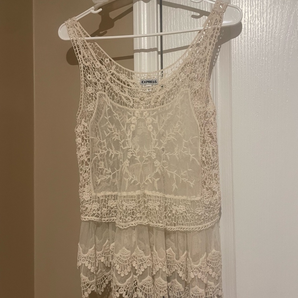 Express Ivory Lace Sleeveless Top